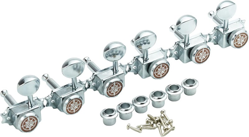 guyker Guitar Locking Tuners (3L + 3R Handed) – Vintage Deluxe Lock String Tuning Key Pegs Machine Heads Replacement Parts – Chrome - Image 2